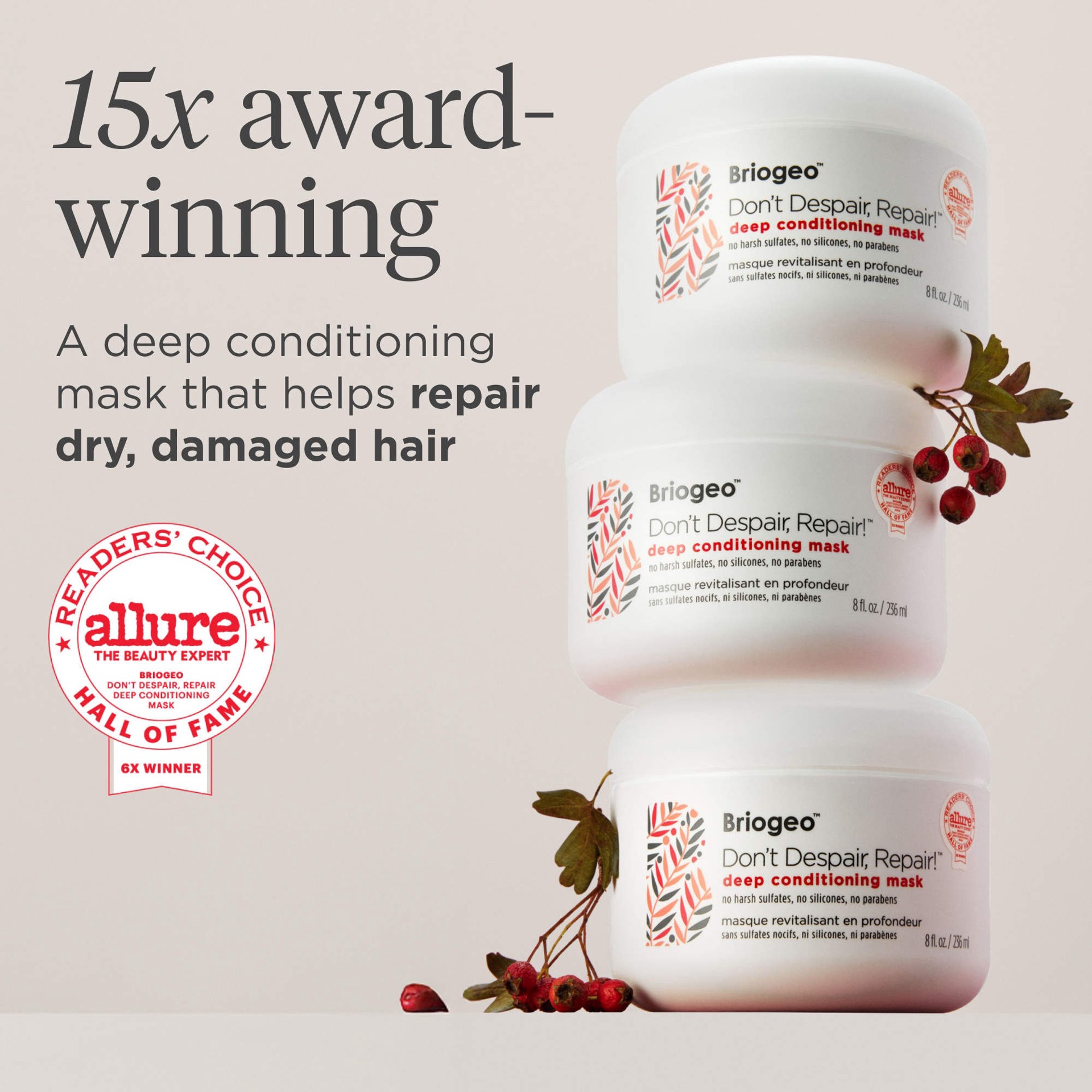 slide 9 of 9, Briogeo Don't Despair, Repair!™ Deep Conditioning Hair Mask 8 oz/ 237 mL,