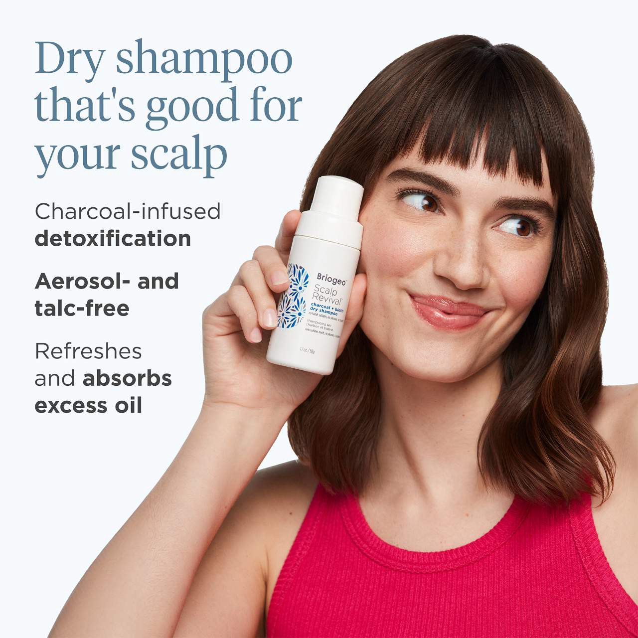 slide 6 of 9, Briogeo Scalp Revival Charcoal + Biotin Dry Shampoo 1.7 oz/ 50 mL, 