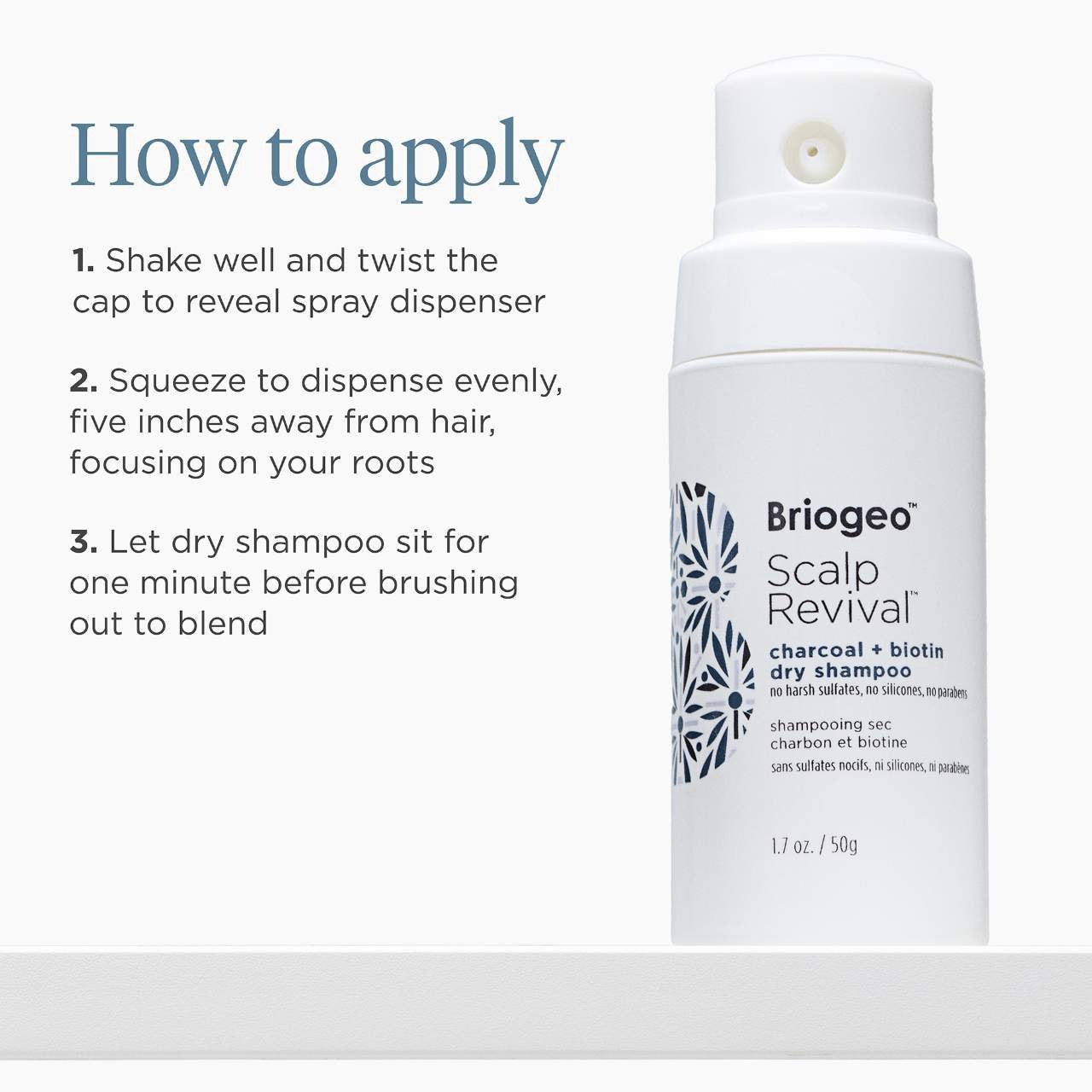 slide 8 of 9, Briogeo Scalp Revival Charcoal + Biotin Dry Shampoo 1.7 oz/ 50 mL, 