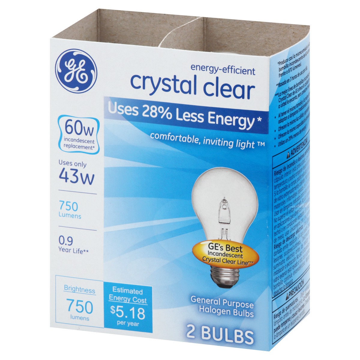 slide 3 of 9, GE Crystal Clear 43 Watts Halogen Light Bulbs 2 ea, 2 ct