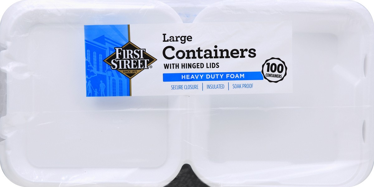 slide 3 of 6, First Street Large 1 Compartment Containers, 100 ct