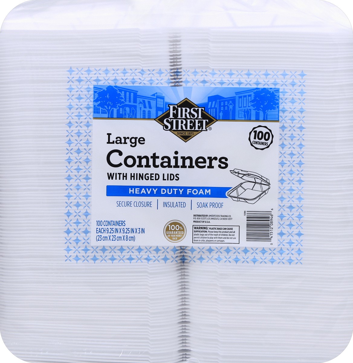 slide 2 of 6, First Street Large 1 Compartment Containers, 100 ct