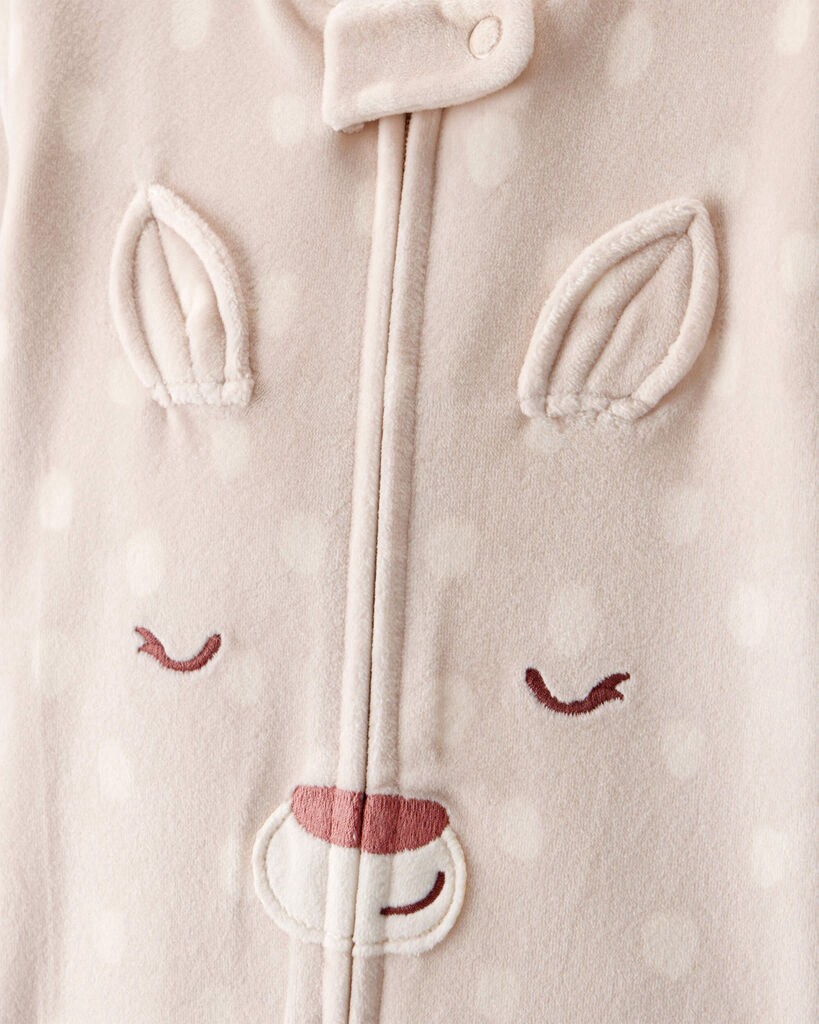 slide 2 of 3, Carter's Toddler Girl Deer Print Snug Fit Long-Sleeve 2-Way Zip 1-Piece Pajamas - Brown Brown 4T, 1 ct