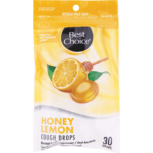 slide 1 of 1, Best Choice Honey Lemon Cough Drops, 30 ct