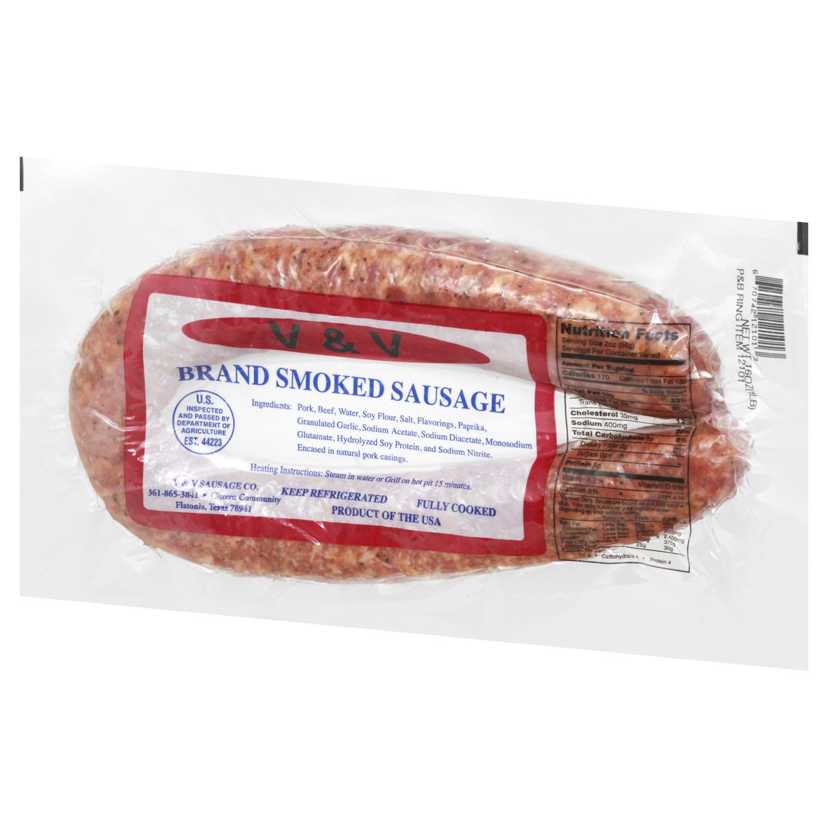slide 3 of 9, VV Supremo Brand Smoked Sausage 16 oz, 16 oz