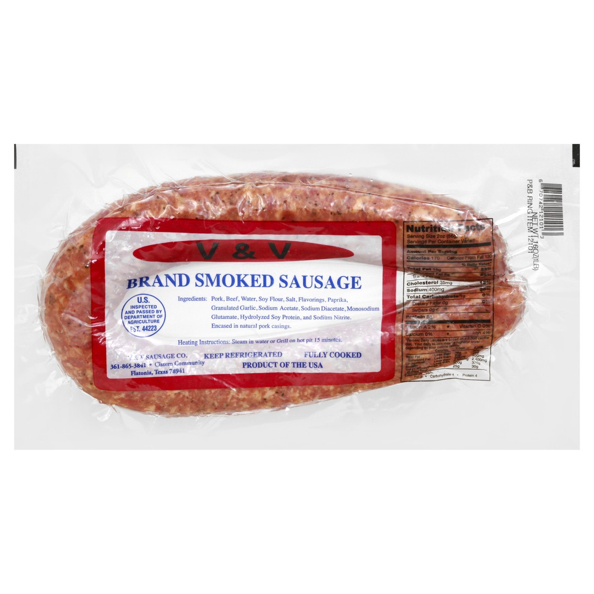 slide 1 of 9, VV Supremo Brand Smoked Sausage 16 oz, 16 oz