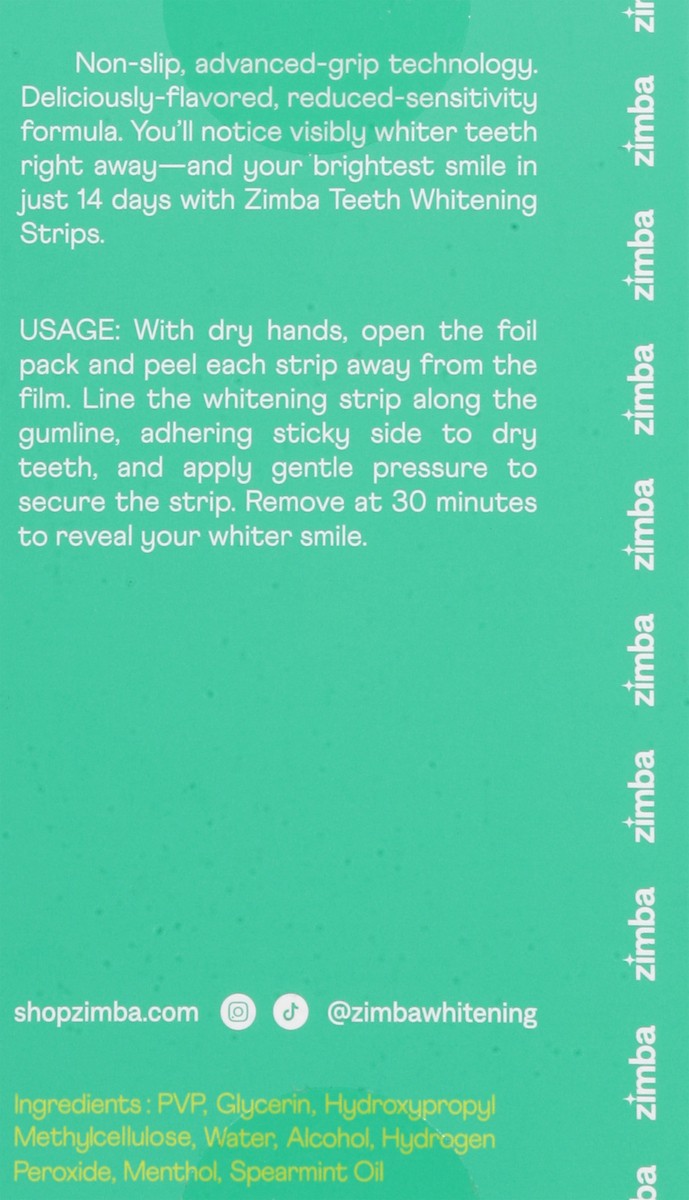 slide 5 of 13, Zimba Spearmint Teeth Whitening Strips 14 Each, 14 ct