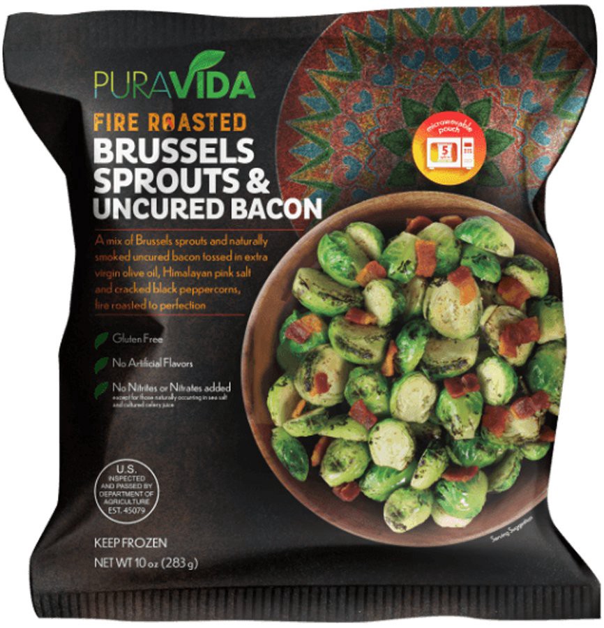 slide 1 of 1, PuraVida Fire Roasted Brussels Sprouts & Uncured Bacon 10 oz, 10 oz