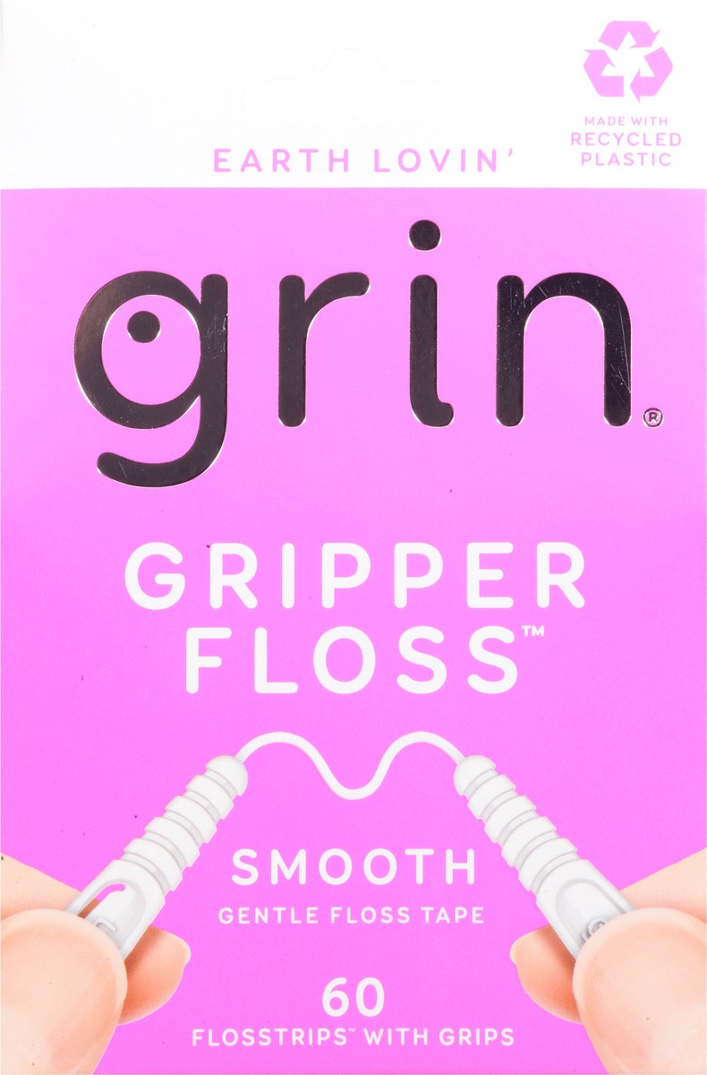 slide 9 of 11, Grin Gripper Floss Smooth Flosstrips with Grips 60 ea, 60 ct