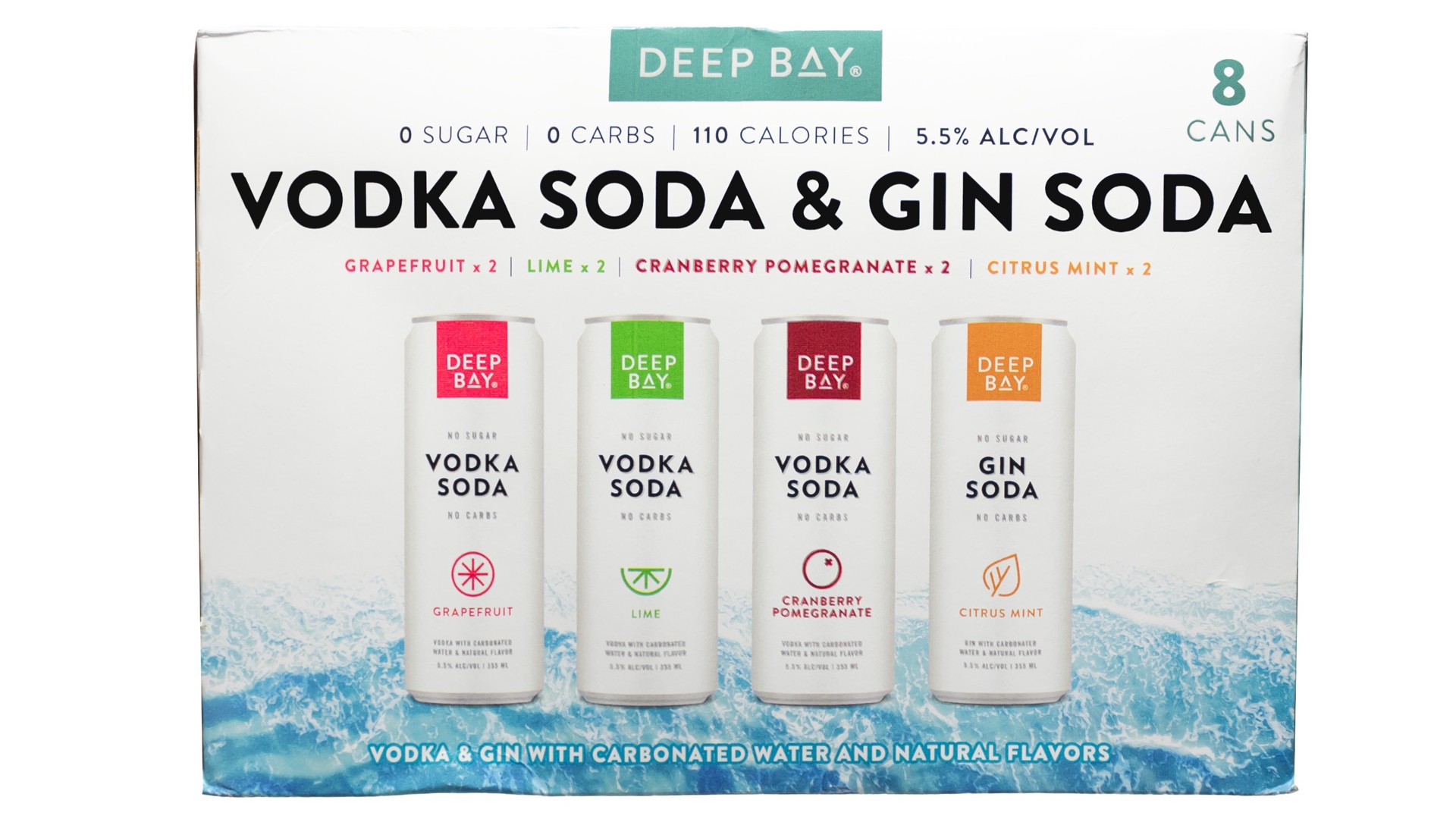 slide 3 of 3, Deep Bay Variety 8 Pack Vodka Soda Canned Cocktail 355ml 11 Proof, 12 oz