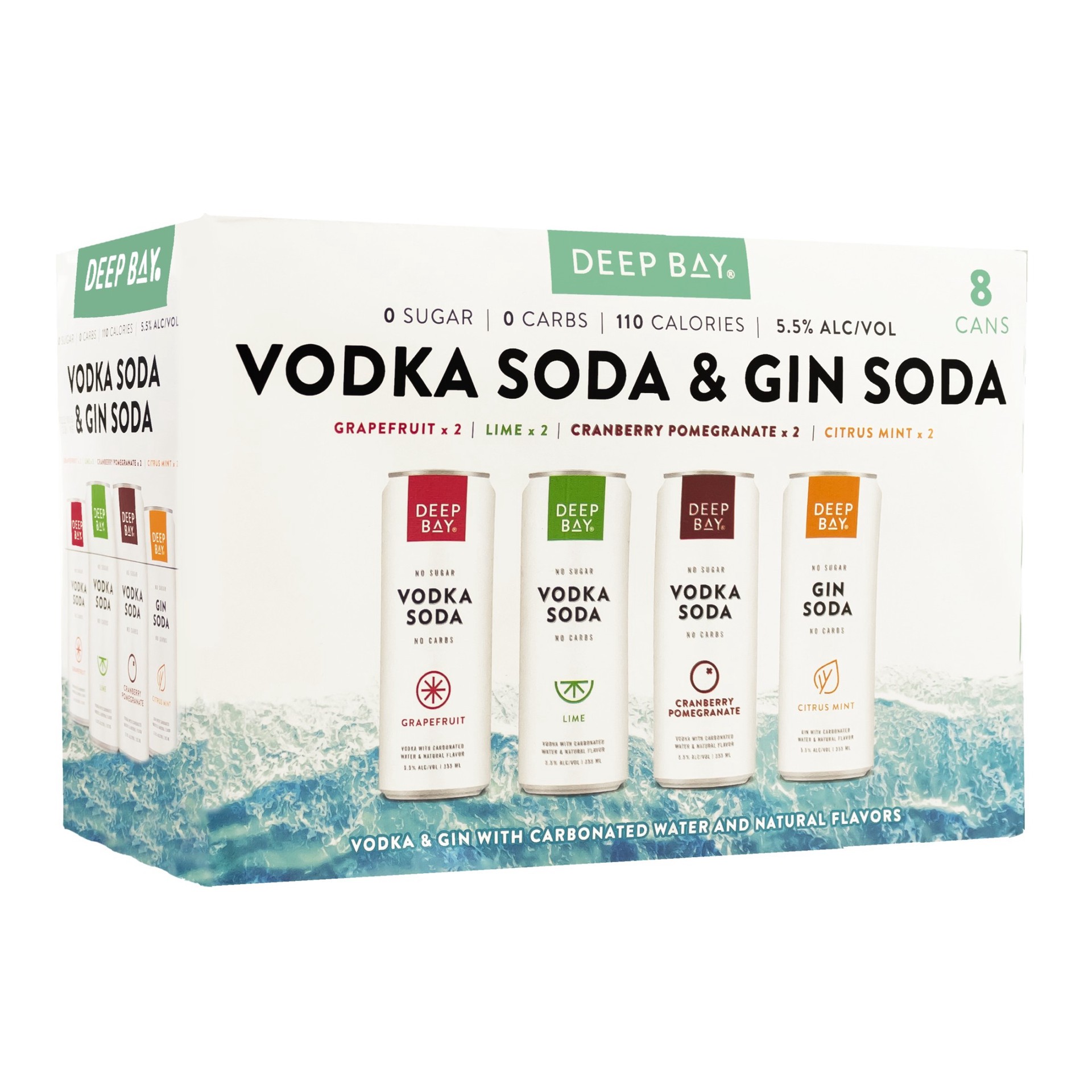 slide 1 of 3, Deep Bay Variety 8 Pack Vodka Soda Canned Cocktail 355ml 11 Proof, 12 oz