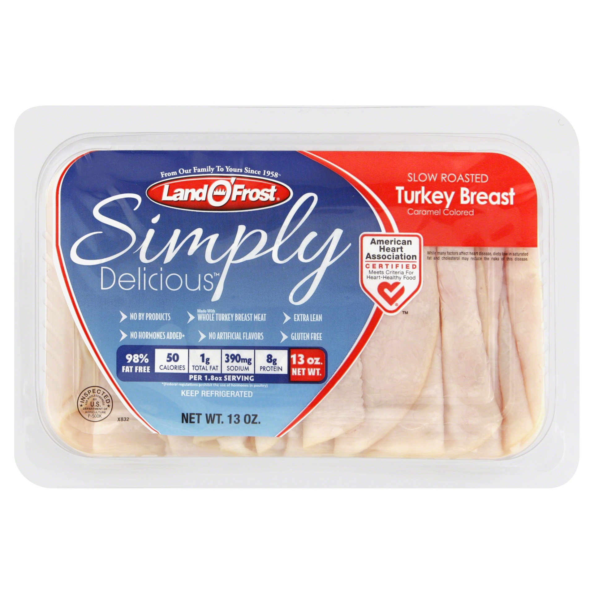 slide 1 of 6, Land O' Frost Simply Delicious Lunchmeat Sliced Roasted Turkey Breast, 13 oz