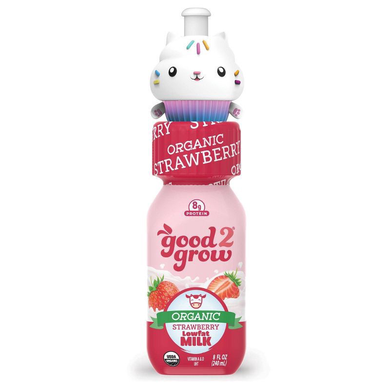 slide 1 of 10, good2grow Organic Lowfat Strawberry Milk 8 fl oz, 8 fl oz