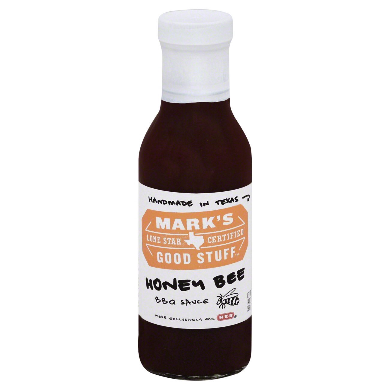slide 1 of 1, Mark's Good Stuff Lone Star Certified Honey Bee BBQ Sauce, 14 oz