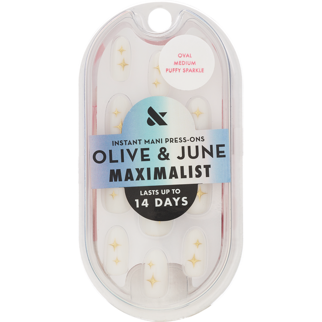 slide 1 of 1, Olive & June Inst Mani Press On Nails, Oval, M, Puffy Sparkle, 1 ct