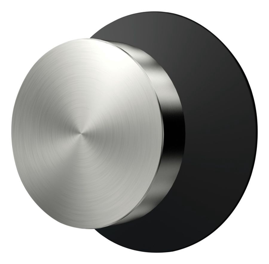 slide 5 of 5, Command Round Decorative Knob, Brushed Nickel/Slate, 3 1/4 in x 3 1/4 in x 1 9/16 in