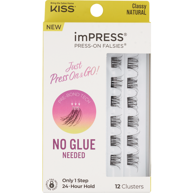 slide 1 of 1, imPRESS Press-On Falsies Classy Natural Clusters 12 ea, 12 ct
