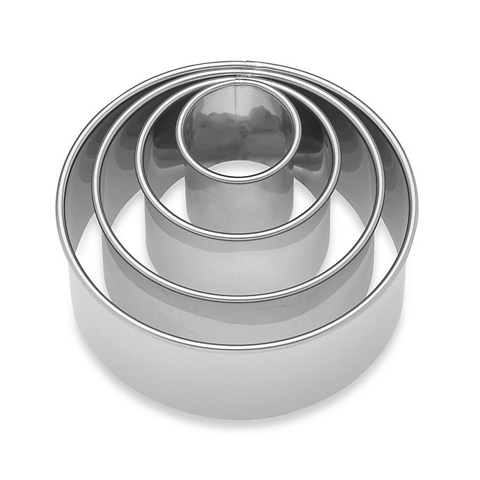 slide 1 of 1, Ateco Stainless Steel Plain Round Cookie Cutter Set, 4 ct