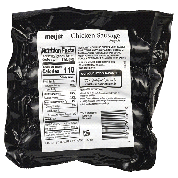 slide 4 of 5, Meijer Sausage Chicken Jalapeno, 11 oz