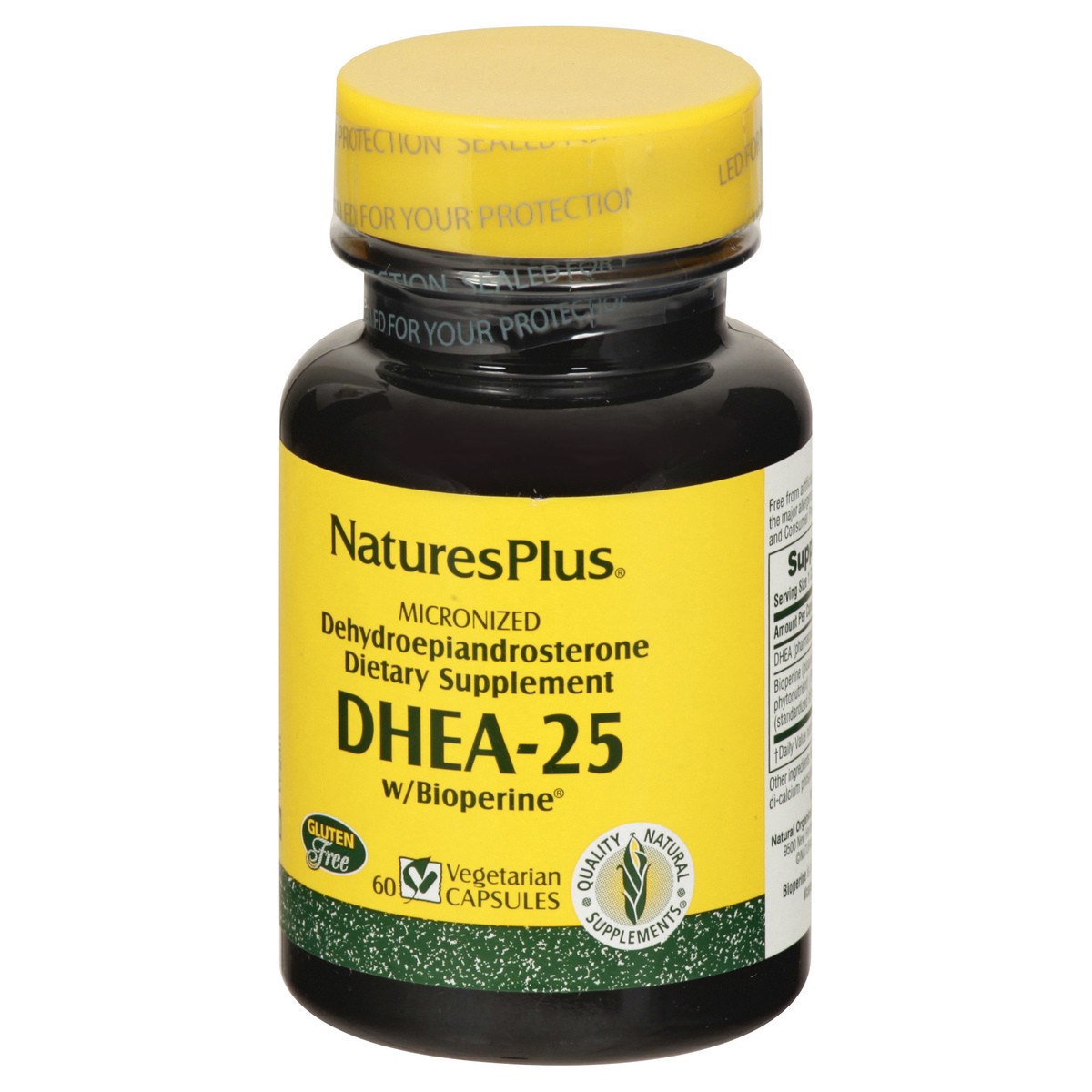 slide 5 of 9, Nature's Plus DHEA-25 With Bioperine 60 Capsules, 60 ct