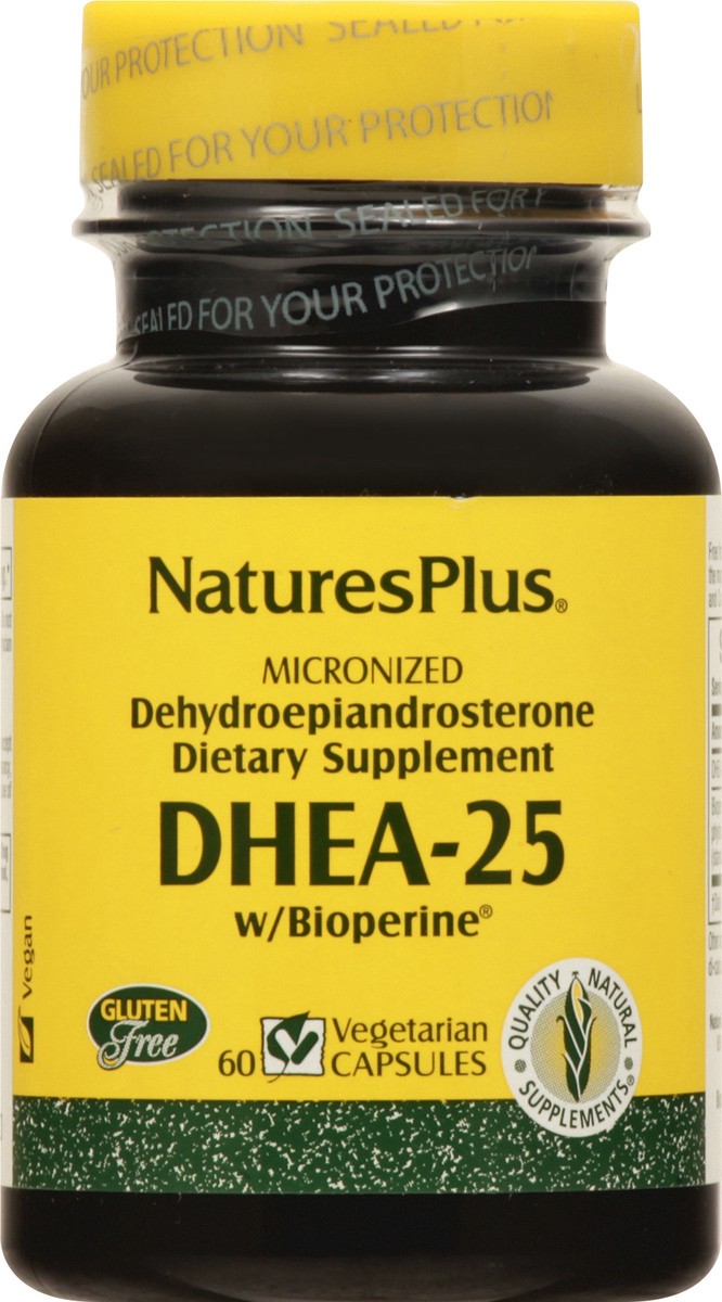 slide 3 of 9, Nature's Plus DHEA-25 With Bioperine 60 Capsules, 60 ct