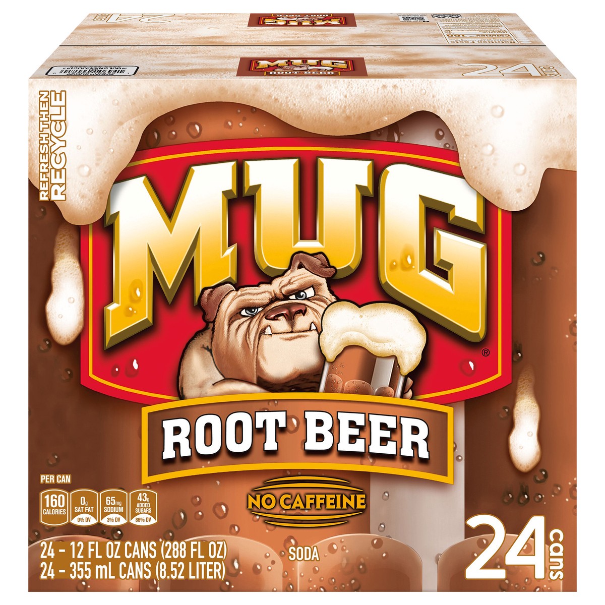 slide 1 of 6, Mug Soda Root Beer 12 Fl Oz 24 Count Can, 24 ct