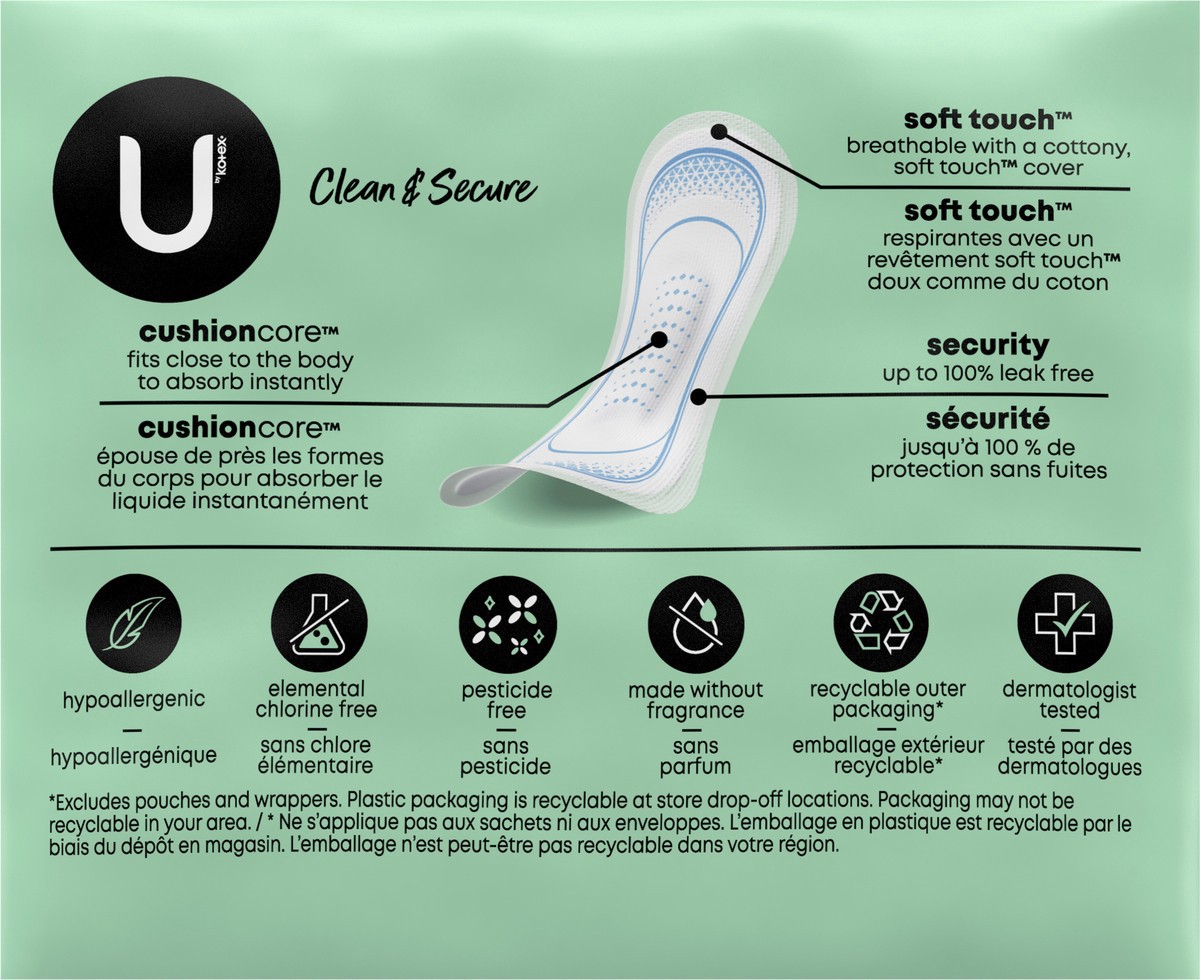 slide 11 of 12, U by Kotex Clean & Secure Ultra Thin Pads, Regular Absorbency, 22 Count, 22 ct