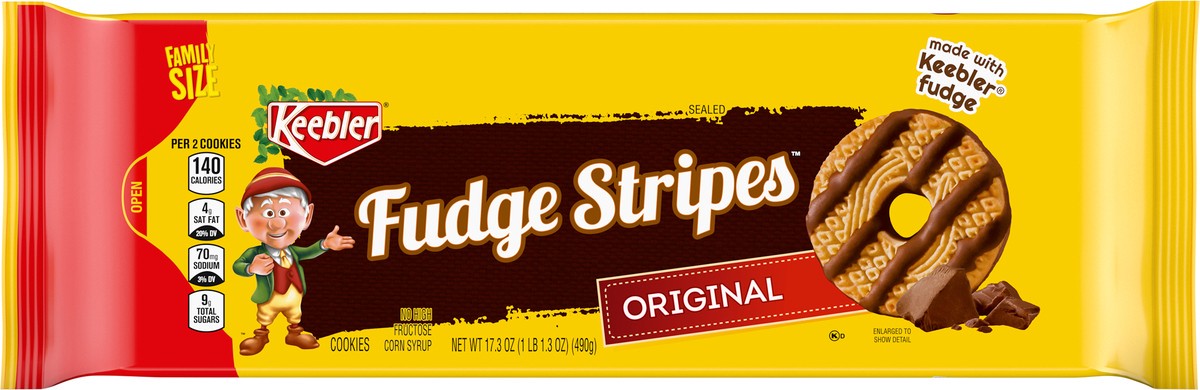 slide 3 of 13, Keebler Sealed Fudge Stripes Cookies Family Size 17.3 oz, 17.3 oz