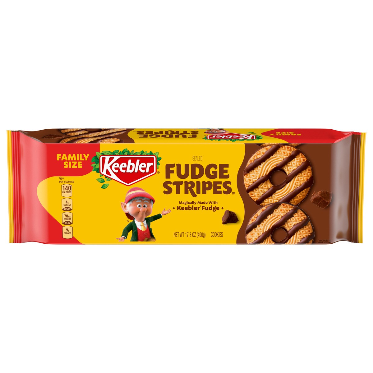 slide 1 of 13, Keebler Sealed Fudge Stripes Cookies Family Size 17.3 oz, 17.3 oz