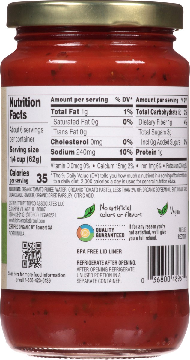 slide 5 of 9, Full Circle Market Organic No Sugar Added Pizza Sauce 14 oz, 14 oz