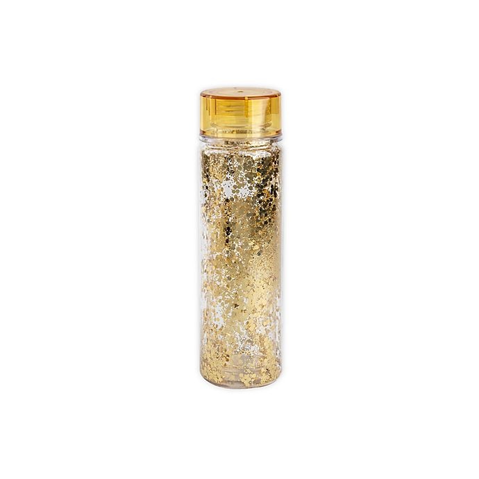 slide 1 of 1, Manna Organics Glitter Water Bottle with Lid - Gold, 20 oz