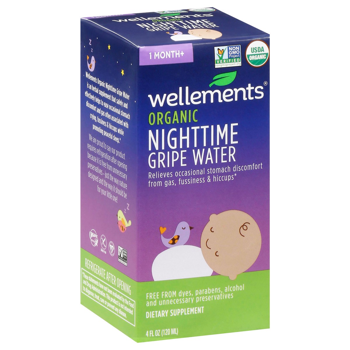 slide 6 of 9, Wellements Organic 1 Month+ Nighttime Gripe Water 4 fl oz, 4 fl oz