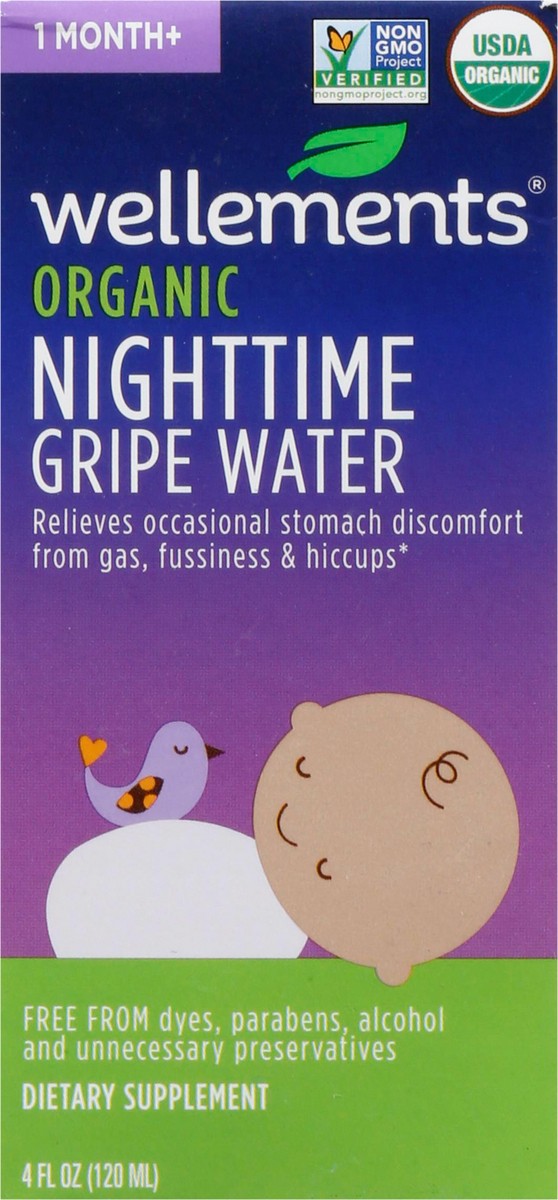 slide 1 of 9, Wellements Organic 1 Month+ Nighttime Gripe Water 4 fl oz, 4 fl oz