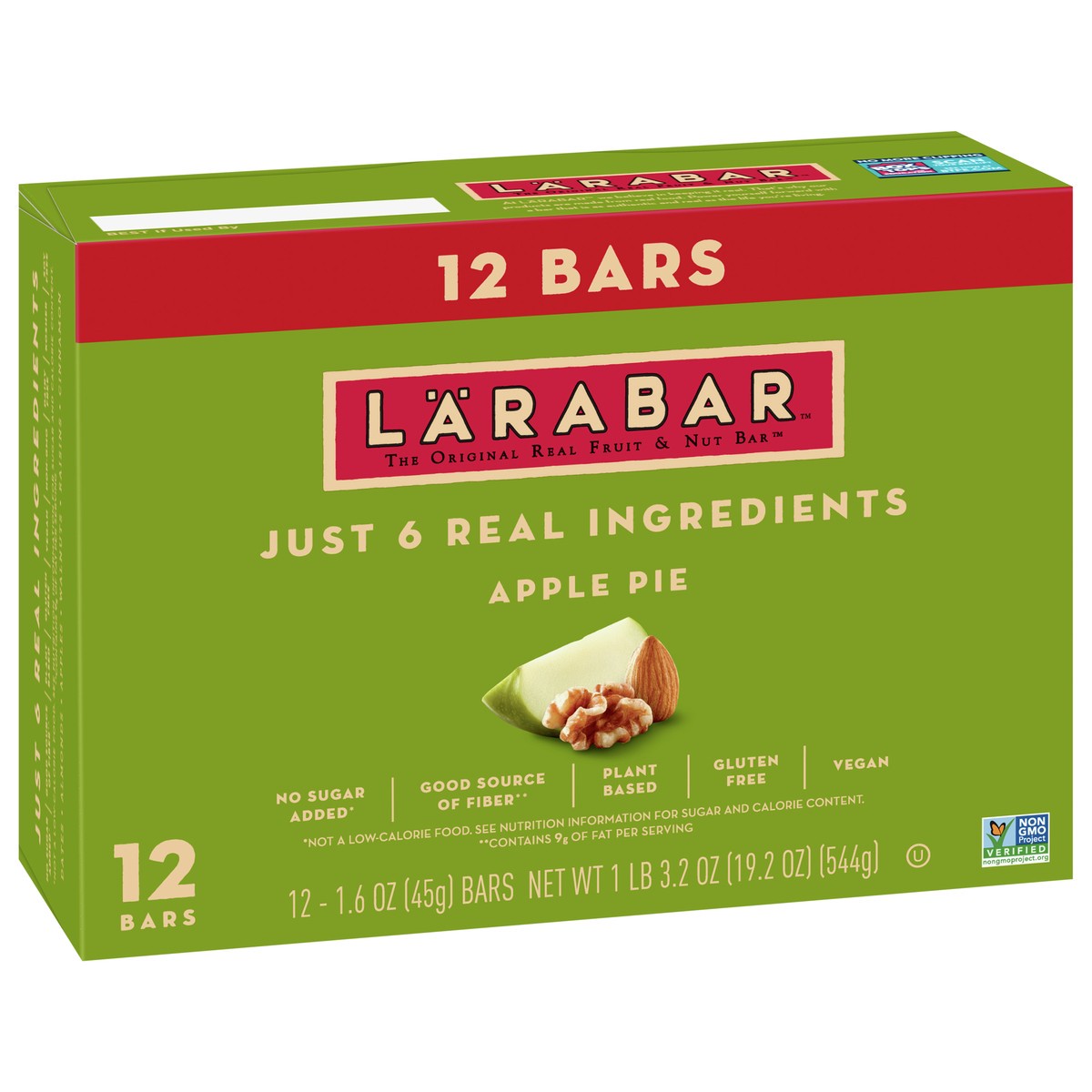 slide 4 of 9, LÄRABAR Apple Pie, Gluten Free Vegan Fruit & Nut Bars, 1.6 oz bars, 12 ct, 12 ct