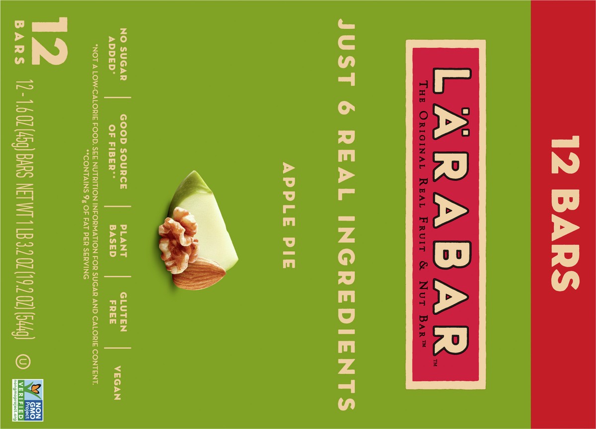 slide 7 of 9, LÄRABAR Apple Pie, Gluten Free Vegan Fruit & Nut Bars, 1.6 oz bars, 12 ct, 12 ct