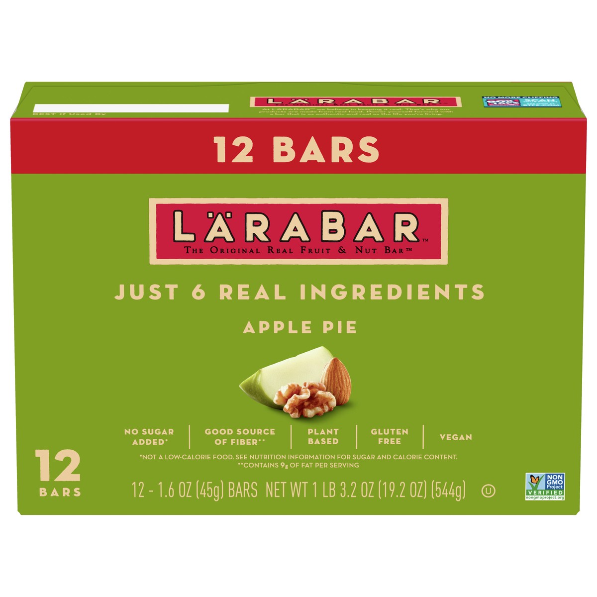 slide 1 of 9, LÄRABAR Apple Pie, Gluten Free Vegan Fruit & Nut Bars, 1.6 oz bars, 12 ct, 12 ct