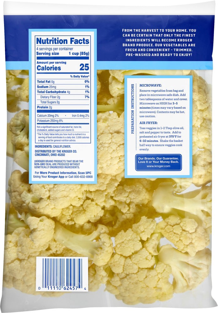 slide 2 of 2, Kroger Cauliflower Florets, 12 oz