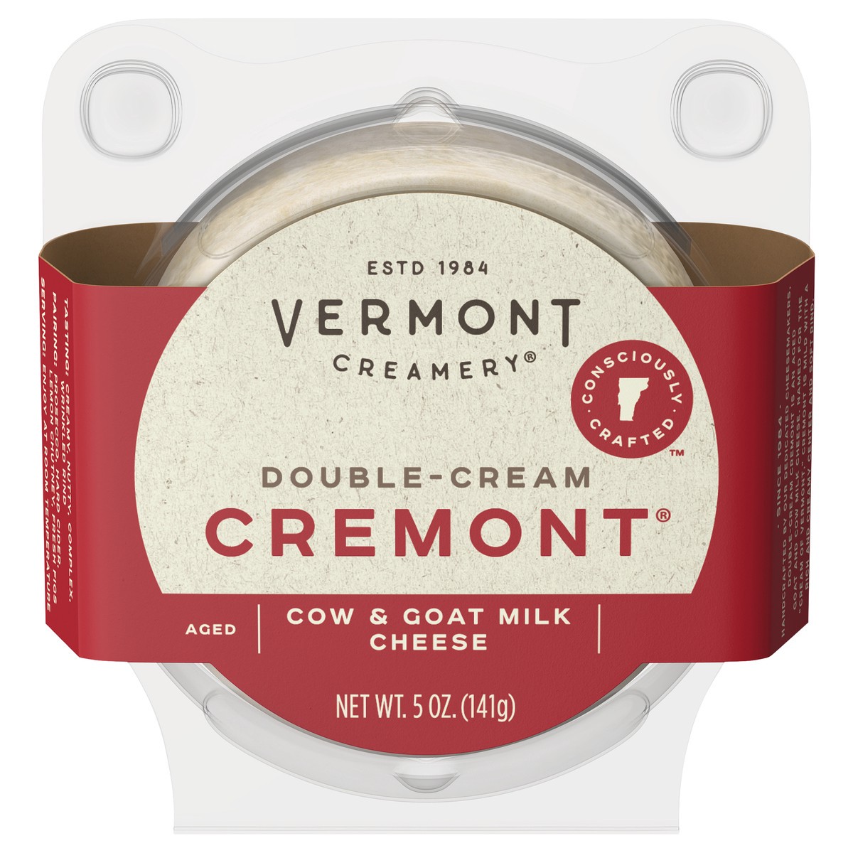 slide 8 of 13, Vermont Creamery Double-Cream Cremont Cow & Goat Milk Cheese 5 oz. Pack, 5 oz