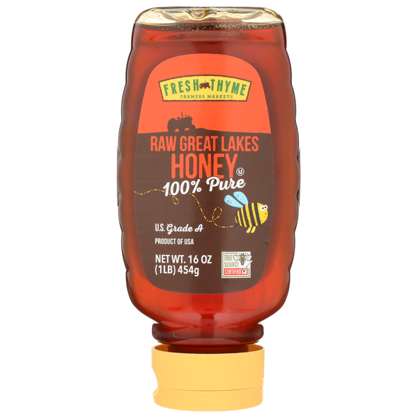 slide 1 of 1, Fresh Thyme Farmers Market 100% Pure Raw Great Lakes Honey, 16 oz