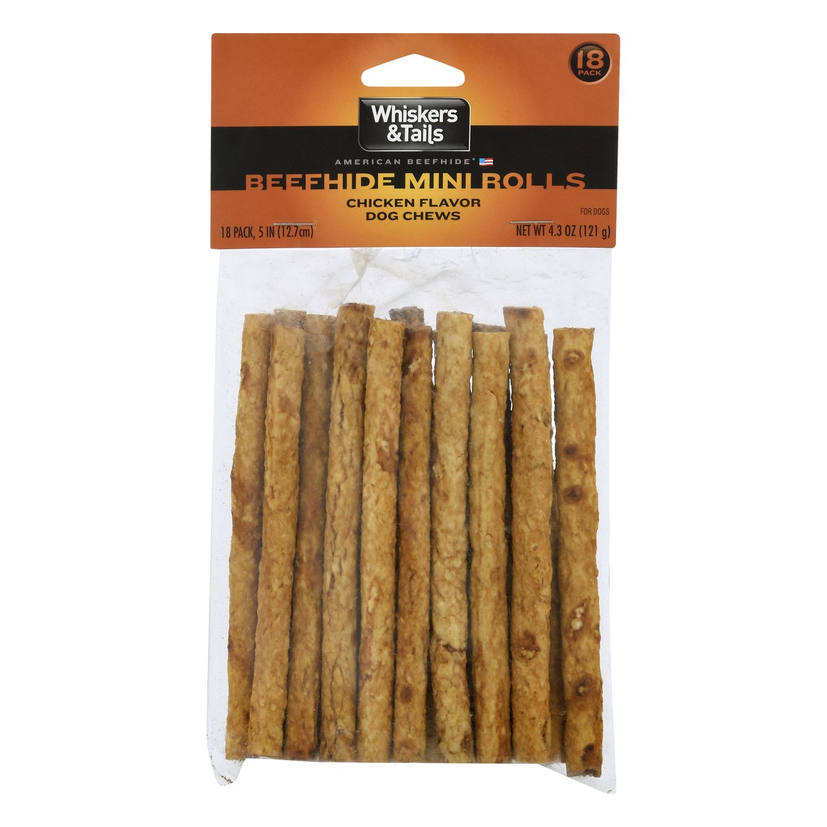 slide 3 of 10, Whiskers & Tails 18 Pack Beefhide Mini Rolls Chicken Flavor Dog Chews 18.0 ea, 18.0 ea