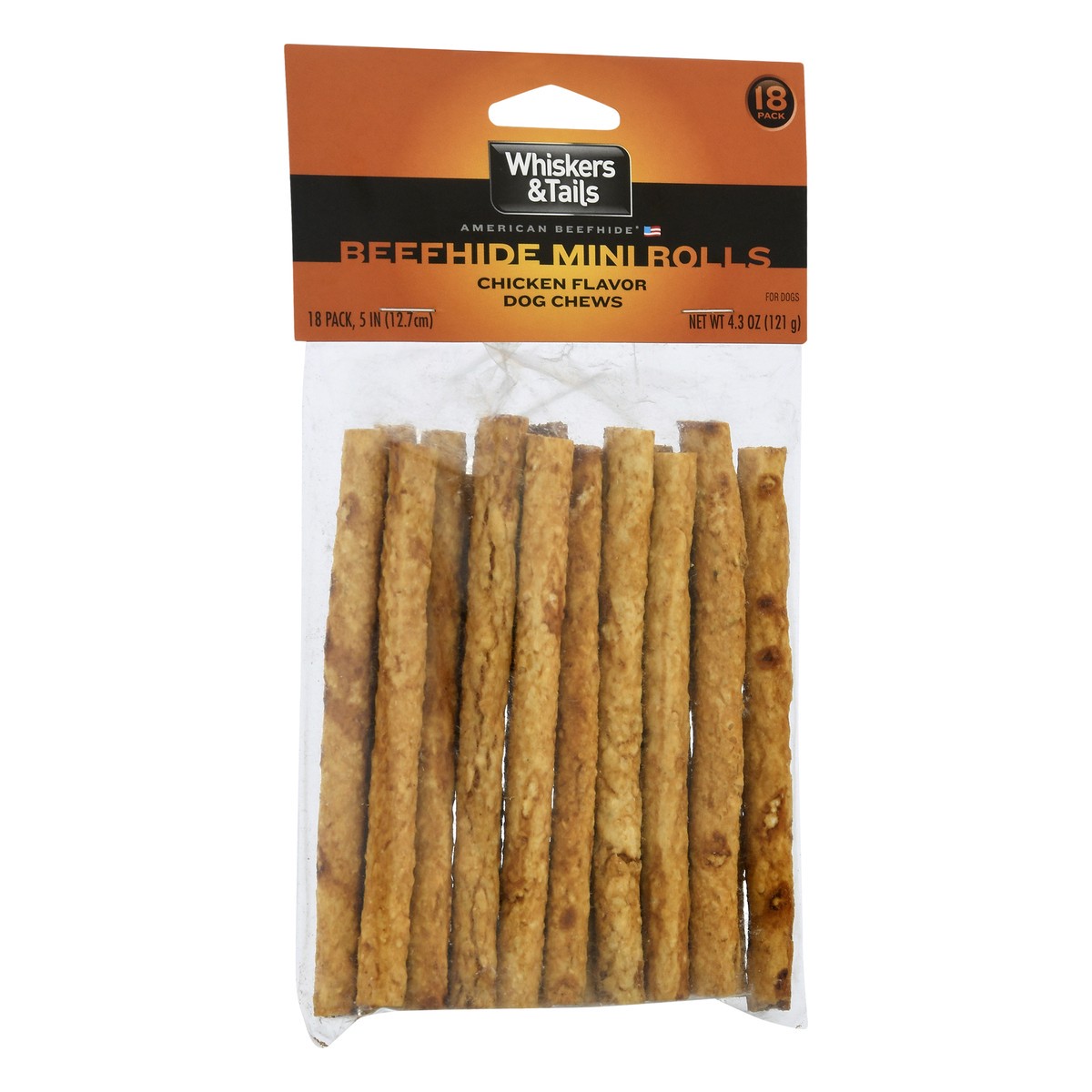 slide 9 of 10, Whiskers & Tails 18 Pack Beefhide Mini Rolls Chicken Flavor Dog Chews 18.0 ea, 18.0 ea