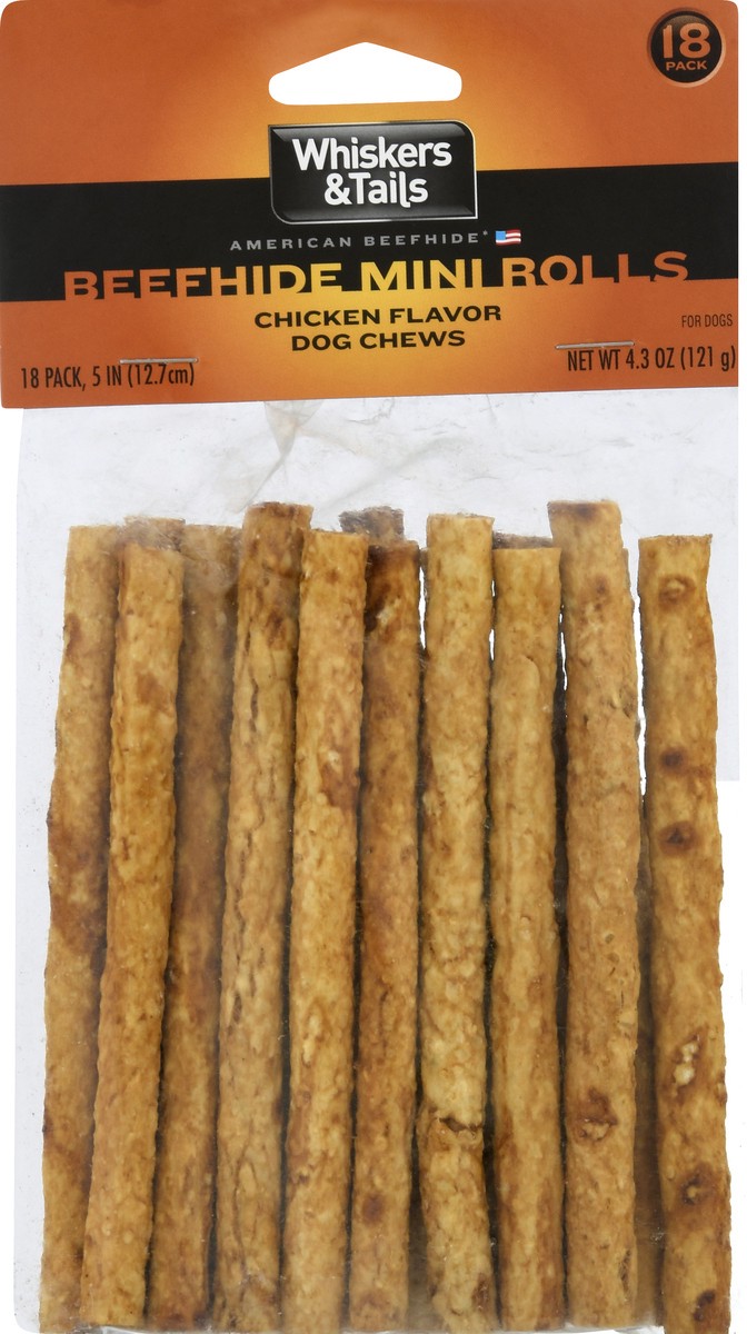 slide 2 of 10, Whiskers & Tails 18 Pack Beefhide Mini Rolls Chicken Flavor Dog Chews 18.0 ea, 18.0 ea