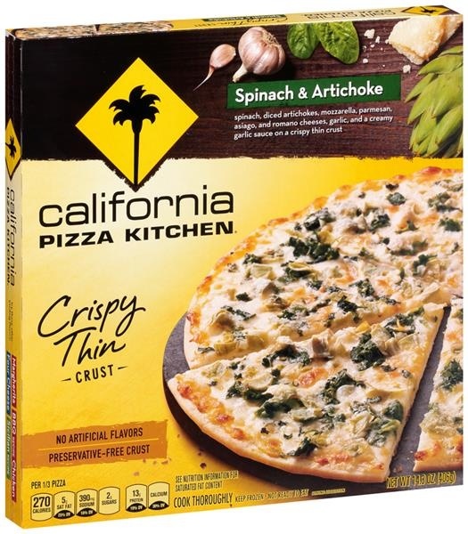 slide 1 of 1, California Pizza Kitchen Spinach & Artichoke Crispy Thin Crust Frozen Pizza, 14.3 oz