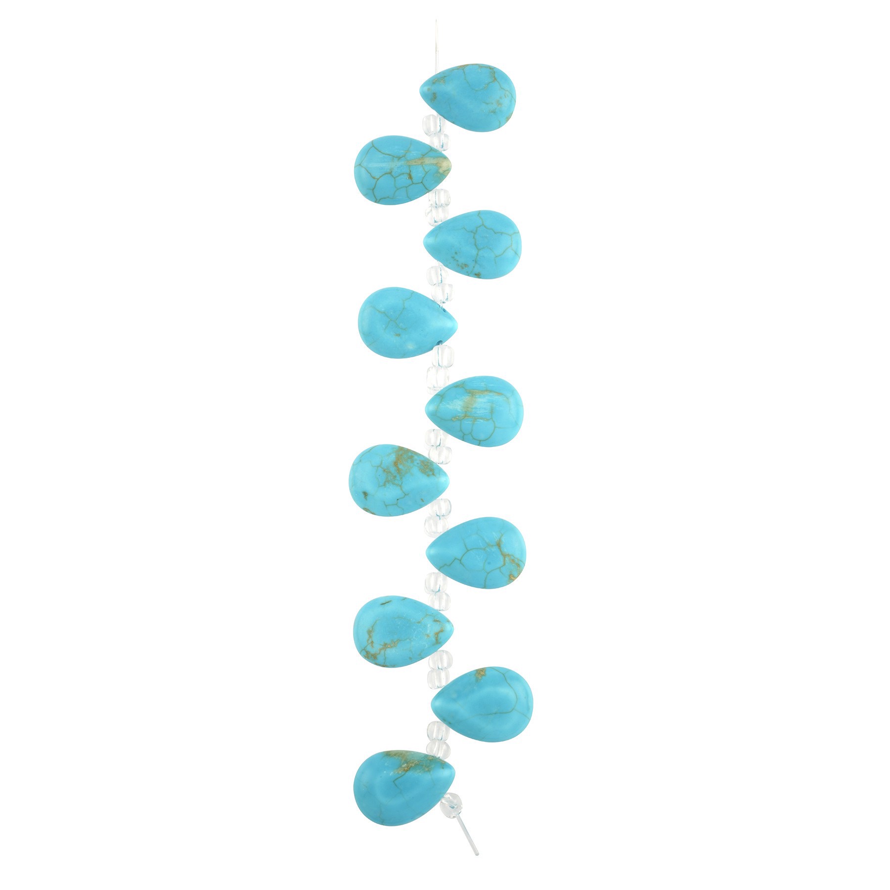 slide 2 of 3, Turquoise Dyed Reconstituted Howlite Teardrop Beads, 17mm By Bead Landing, 17mm