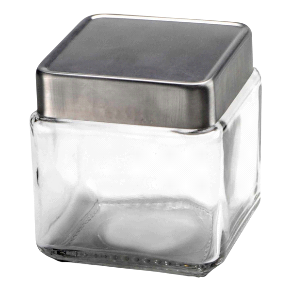 slide 1 of 1, Anchor Hocking Stackable Glass Jar with Brushed Aluminum Lid, 1 qt