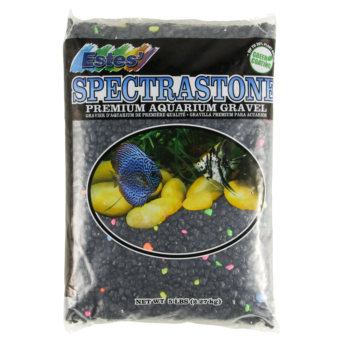 slide 1 of 2, ESTES Spectrastone Aquarium Gravel, Permaglo Black Lagoon, 5 lb