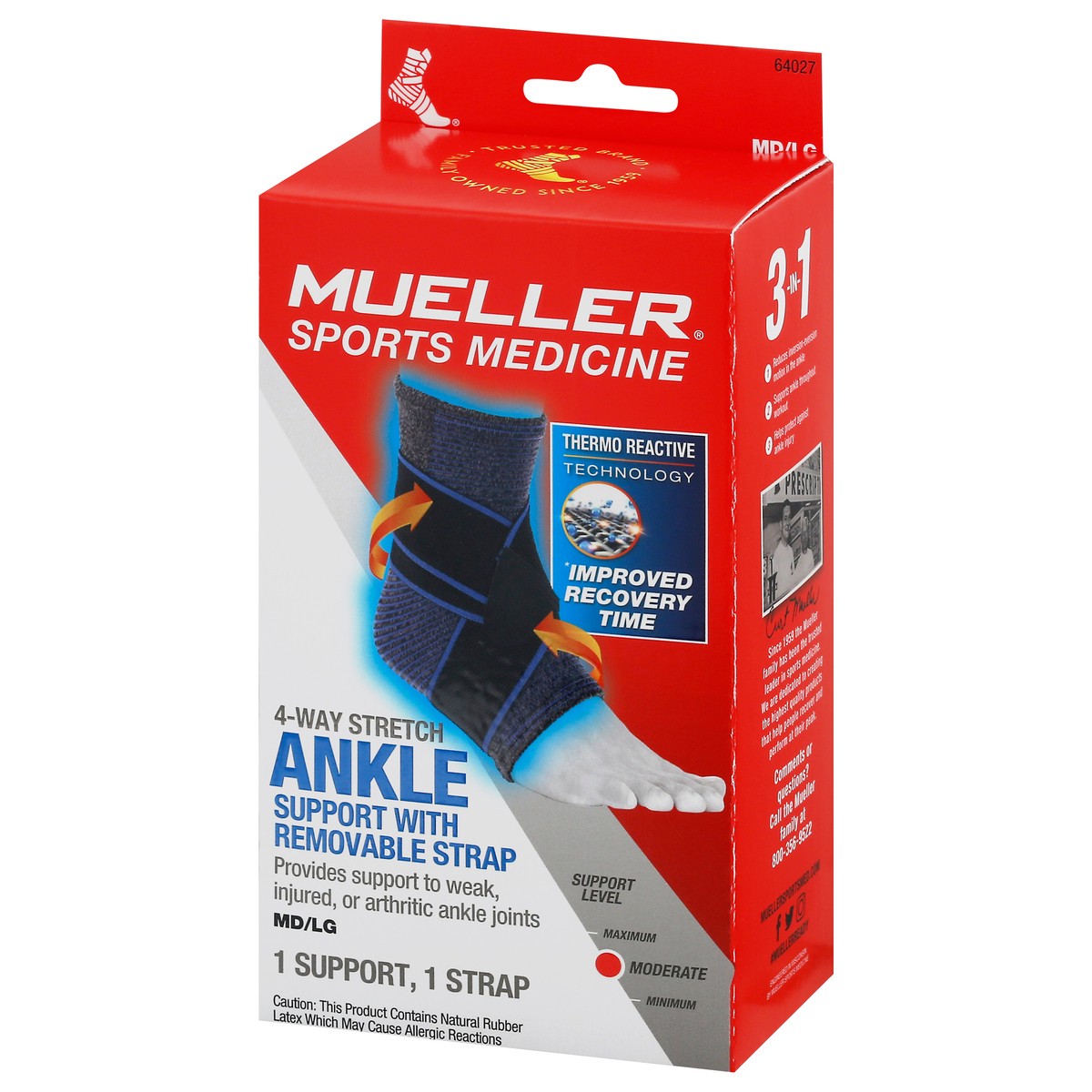 slide 8 of 11, Mueller 4-Way Ankle Support with Removable Strap M/L, 1 ct