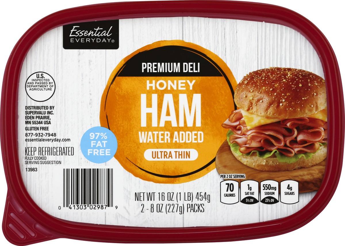 slide 5 of 6, Essential Everyday Ham, Honey, Premium Deli, Ultra Thin, 2 ct