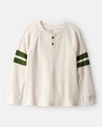 Carter's Carters Boys Stripe Thermal Long-Sleeve Henley T-Shirt - Cream Cream 8