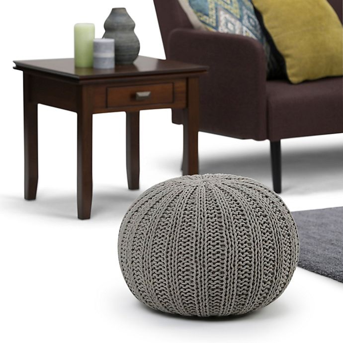 slide 4 of 5, Simpli Home Shelby Cotton Round Pouf - Dove, 1 ct